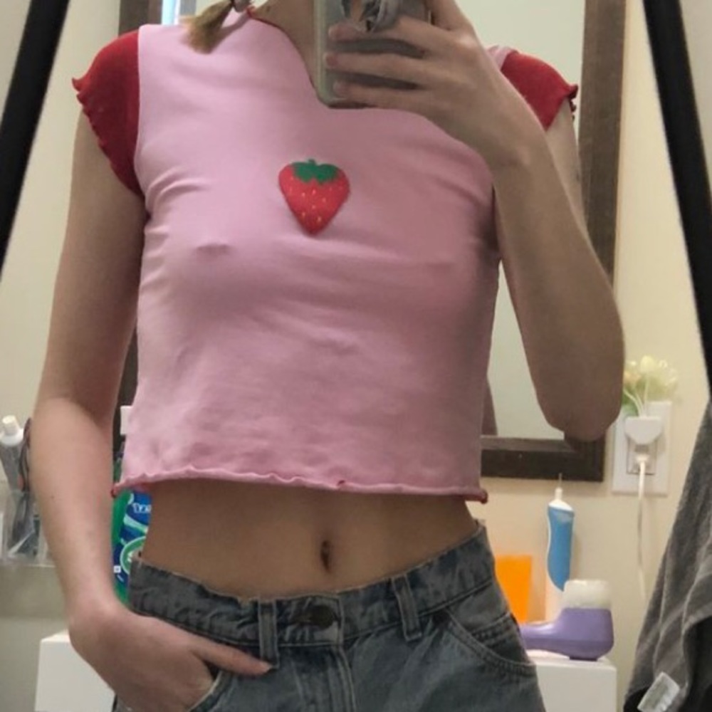 unif pink strawberry tee ON HOLD DO NOT BUY!!!!